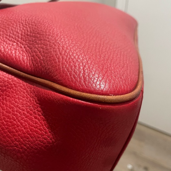 Red Pebble and Brown Leather All Weather Dooney and Bourke Handbag Bag - Picture 9 of 11